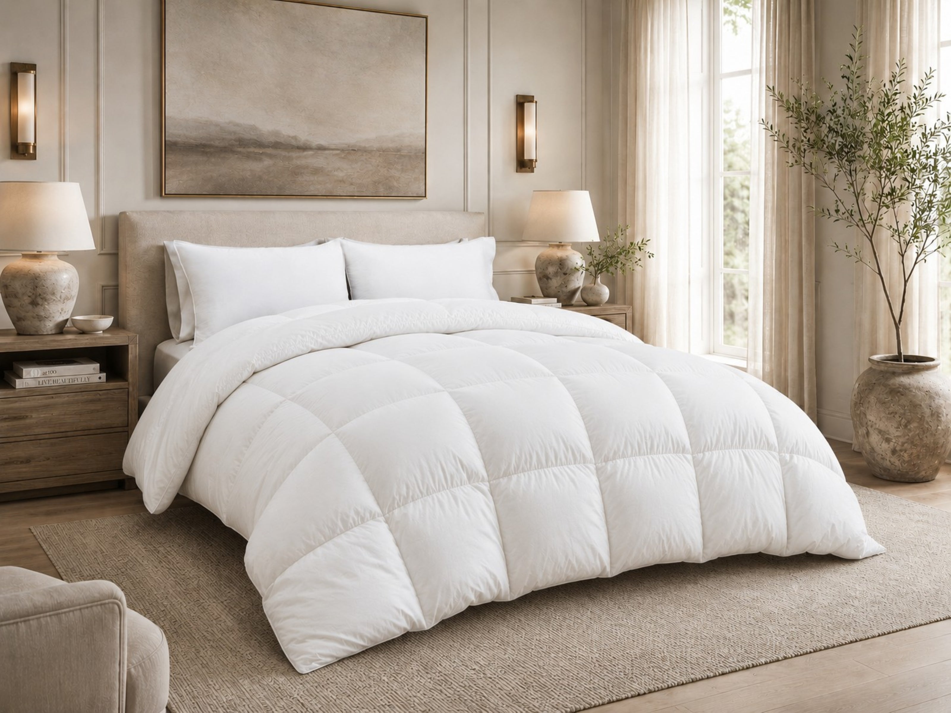 330TC Sateen White Goose Down Comforter
