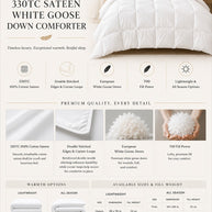 330TC Sateen White Goose Down Comforter
