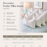 Decorative Pillow Inserts | Feather Filled - Twin Pack