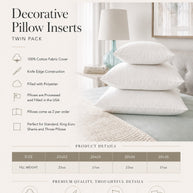 Decorative Pillow Inserts | Poly Filled - Twin Pack