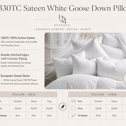 330TC Sateen White Goose Down Pillow