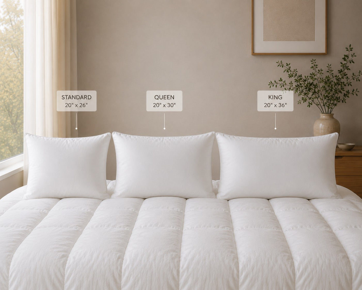 330TC Sateen White Goose Down Pillow