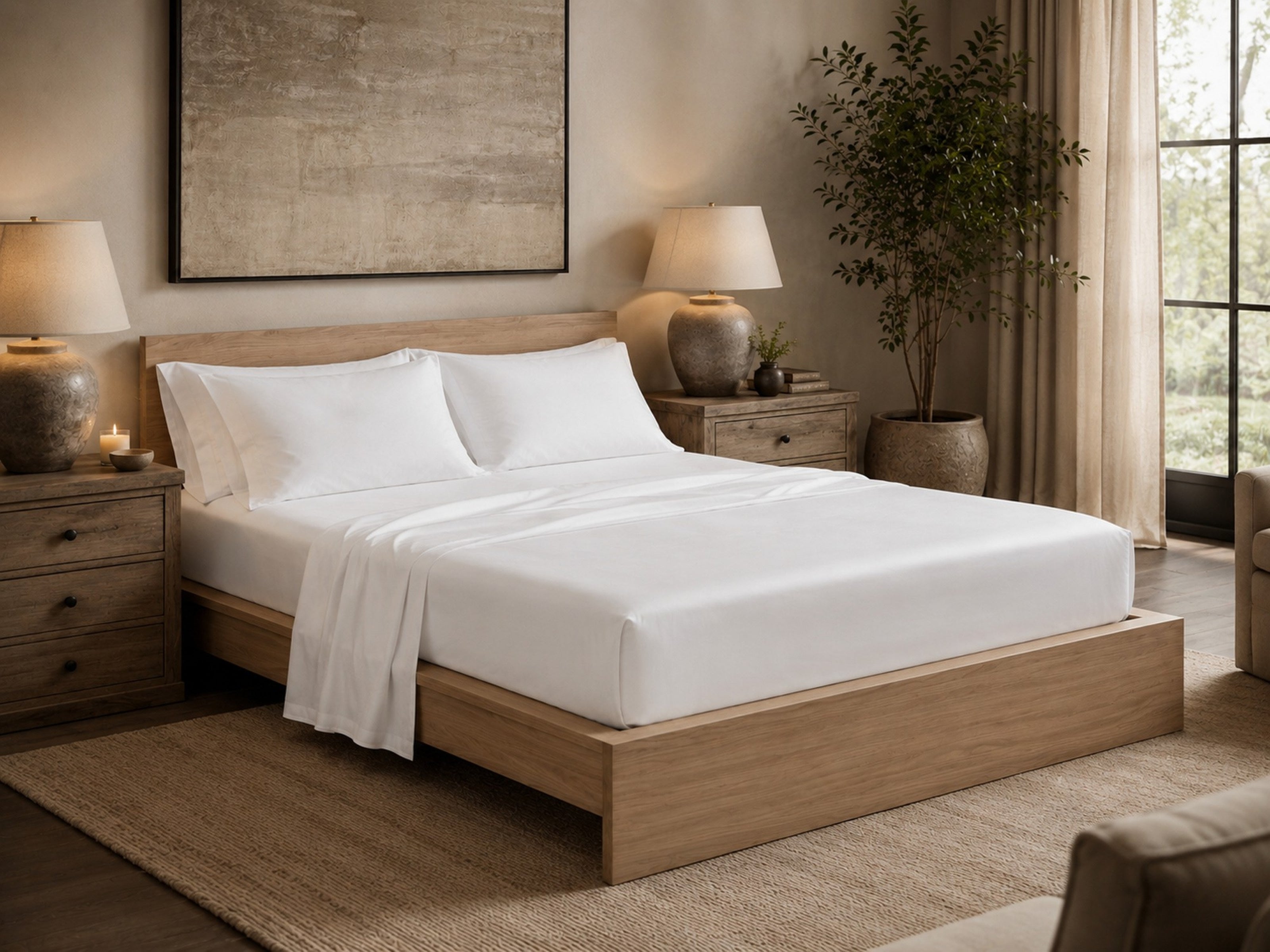 Cotton Tencel Sheet Sets White